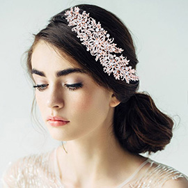Rhinestone Floral Leaf Vine Wrap Headpiece