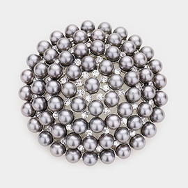 Pearl Cluster Round Pin Brooch