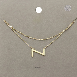 -Z- Initial Monogram Brass Metal Necklace