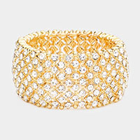 Round Rhinestone Crystal Evening Stretch Bracelet 