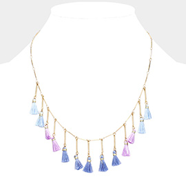 Tassel Drop Bib Necklace 
