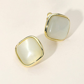 Natural Stone Metal Trim Clip on Earrings