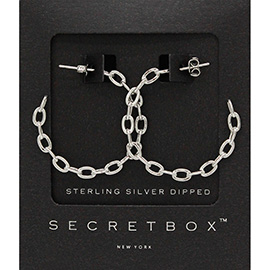 SECRET BOX_Sterling Silver Dipped Chain Hoop Earrings