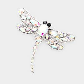 Crystal Rhinestone Pave Dragonfly Pin Brooch