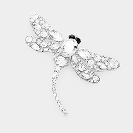 Crystal Rhinestone Pave Dragonfly Pin Brooch