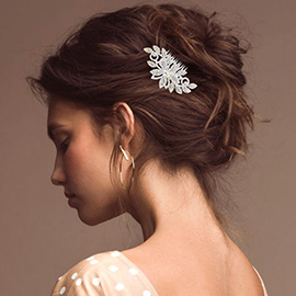 Rhinestone Flower Leaf Hair Comb
