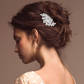 Rhinestone Flower Leaf Hair Comb