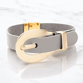Belt Buckle Faux Leather Magnetic Bracelet 