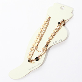 3PCS - Round Metal Link Chain Layered Anklets
