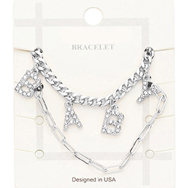 2PCS - BABY Rhinestone Embellished Metal Chain Bracelets