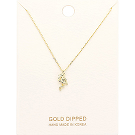 Gold Dipped Flamingo Pendant Necklace