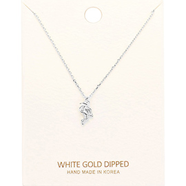 White Gold Dipped Flamingo Pendant Necklace