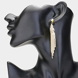 Rhinestone Multi Strand Drop Evening Earrings