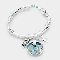 
Sea Life Shell Charm Multi Bead Stretch Bracelet