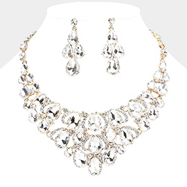 Teardrop Stone Cluster Evening Necklace