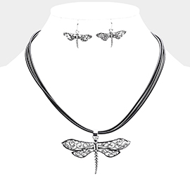 Filigree Antique Dragonfly Pendant Necklace