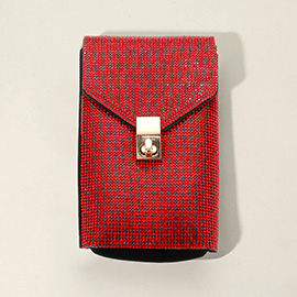 Bling Studded Rectangle Flap Crossbody Cellphone Bag