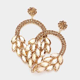 Open Circle Marquise Stone Cluster Evening Earrings