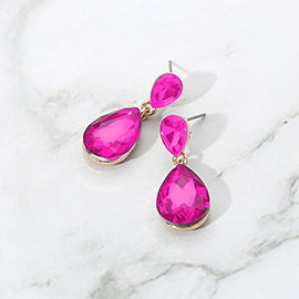 Glass Crystal Teardrop Dangle Earrings