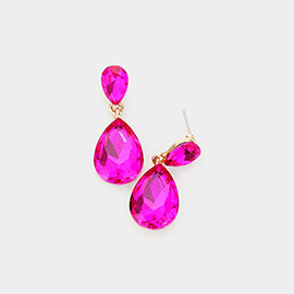 Glass Crystal Teardrop Dangle Earrings