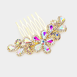 Teardrop Stone Flower Leaf Hair Comb