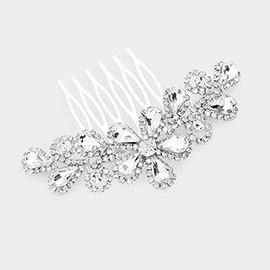 Teardrop Stone Flower Leaf Hair Comb
