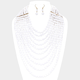 Multi Strand Faceted Beaded  Necklace