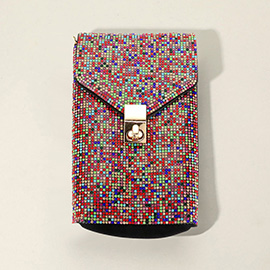 Bling Studded Rectangle Flap Crossbody Cellphone Bag