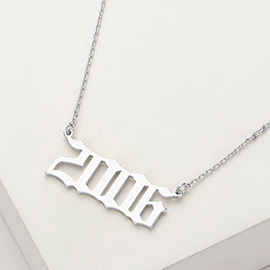 White Gold Dipped 2006 Birth Year Plate Pendant Necklace