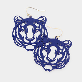 Brass Metal Cut Out Tiger Dangle Earrings