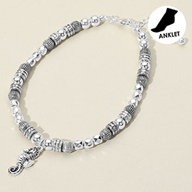 Antique Metal Bead Seahorse Charm Anklet