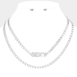 2PCS - SEXY Rhinestone Embellished Pendant Message Necklaces