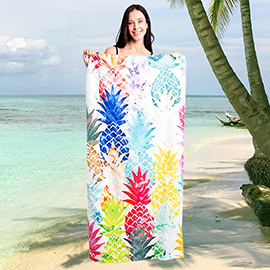 Colorful Pineapple Print Beach Towel and Tote Bag