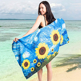Sunflower Print Beach Towel and Tote Bag