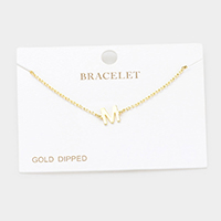 -M- Gold Dipped Metal Initial Monogram Charm Bracelet