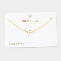 -P- Gold Dipped Metal Initial Monogram Charm Bracelet