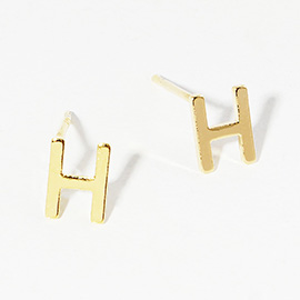 -H- Gold Dipped Metal Initial Monogram Stud Earrings
