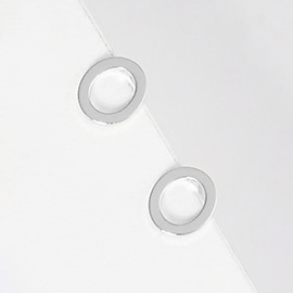 -O- White Gold Dipped Metal Initial Monogram Stud Earrings