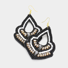 Felt Back Boho Multi Beaded Dangle Earrings