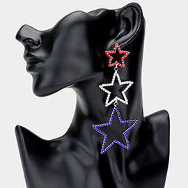 Triple Rhinestone Star Link Dangle Earrings