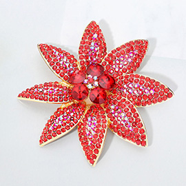 Stone Embellished Flower Pin Brooch