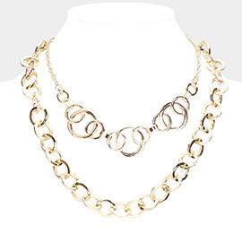 2PCS - Open Metal Circle Link Necklaces