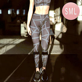 Abstract Grid Printed Activewear Leggings