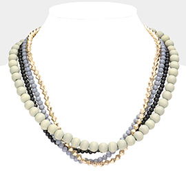 Wood Ball Beaded Layered Necklace