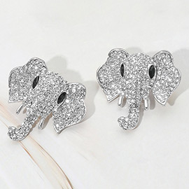 Stone Embellished Elephant Earrings