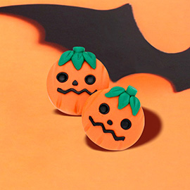 Polymer Clay Pumpkin Stud Earrings