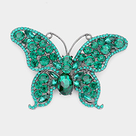 Multi Stone Butterfly Pin Brooch