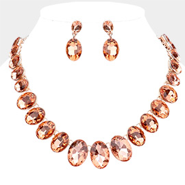 Oval Stone Link Evening Necklace