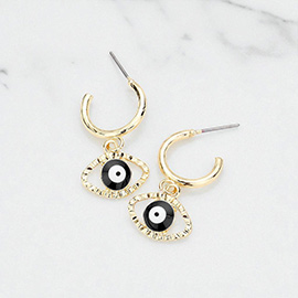 Metal Half Hoop Evil Eye Dangle Earrings