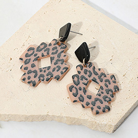 Leopard Patterned Abstract Resin Dangle Earrings